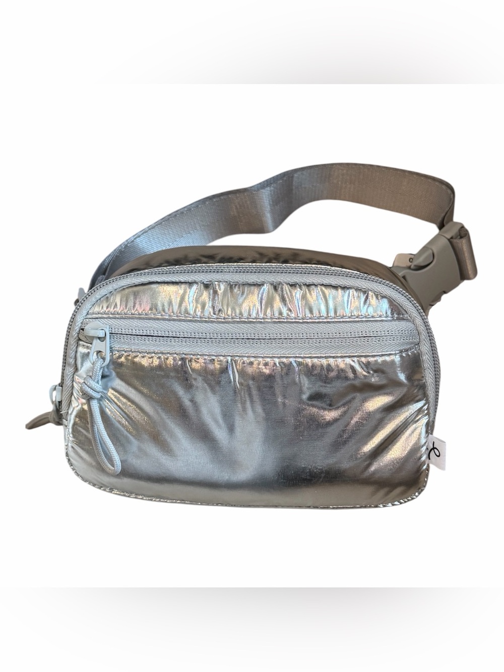 Silver Metallic Crossbody Belt Bag